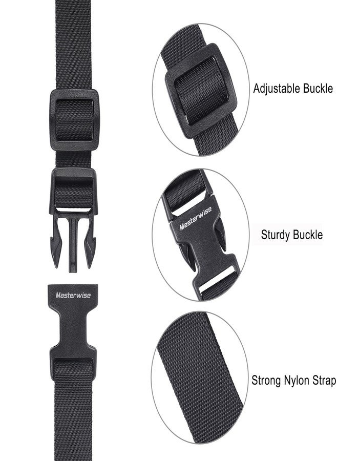 Masterwise Buckle Straps with Clips, Adjustable Nylon Straps with Buckle, Black 4 Pack (4‘x0.75“) - Image 2